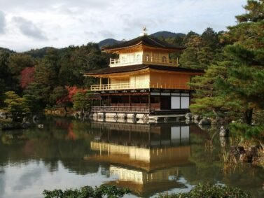 Japan Travel Guide: Everything You Need to Know for an Unforgettable Trip 7 Golden Pavilion reflecting in a serene pond surrounded by lush greenery, Kyoto, Japan.