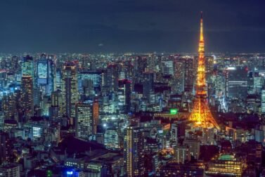 31 Best Things to Do in Tokyo, Japan 1 Stunning aerial view of Tokyo's vibrant cityscape with the illuminated Tokyo Tower at night.