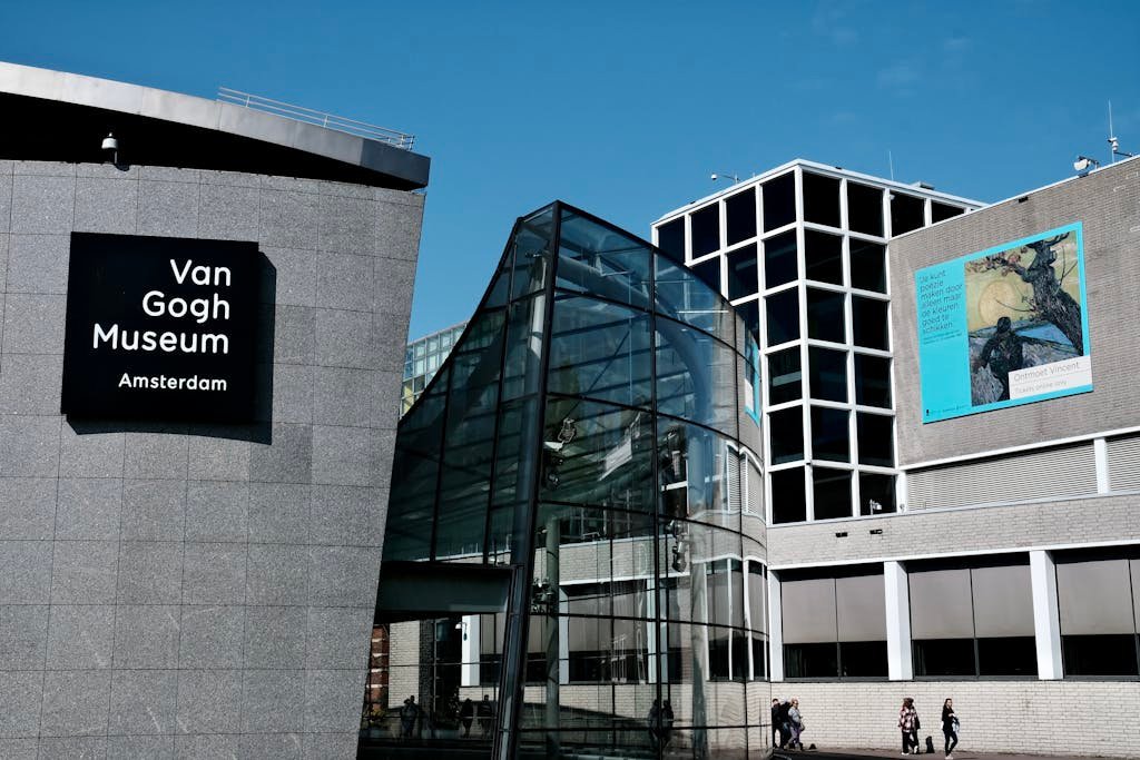 Explore the iconic Van Gogh Museum's modern architecture in vibrant Amsterdam.