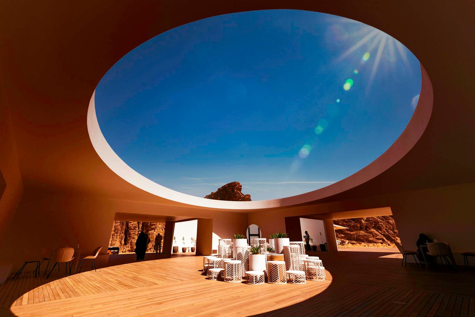 Stunning modern architecture with natural light in AlUla, Saudi Arabia.