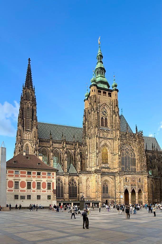 3 Magical Days in Prague (My Prague travel Itinerary) 8 Stunning view of St. Vitus Cathedral under a clear blue sky in Prague, showcasing Gothic architecture.