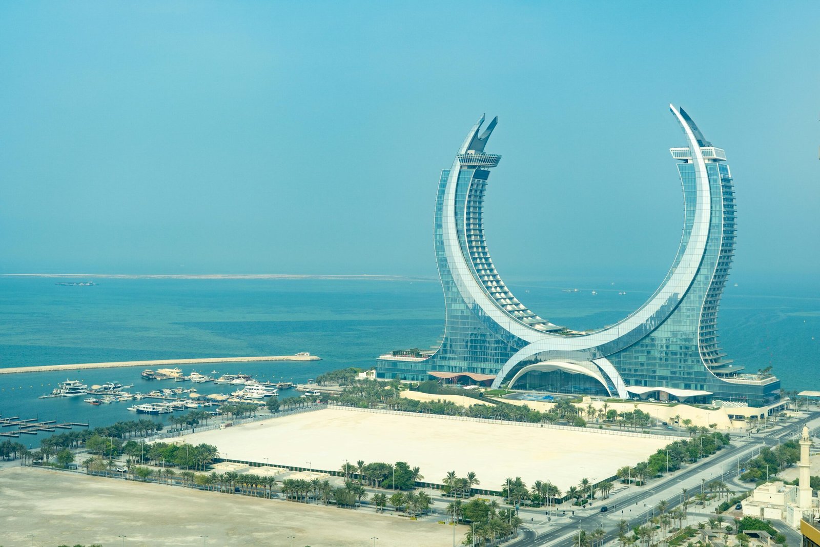 Iconic Katara Towers in Lusail, viewed while travel in Qatar
