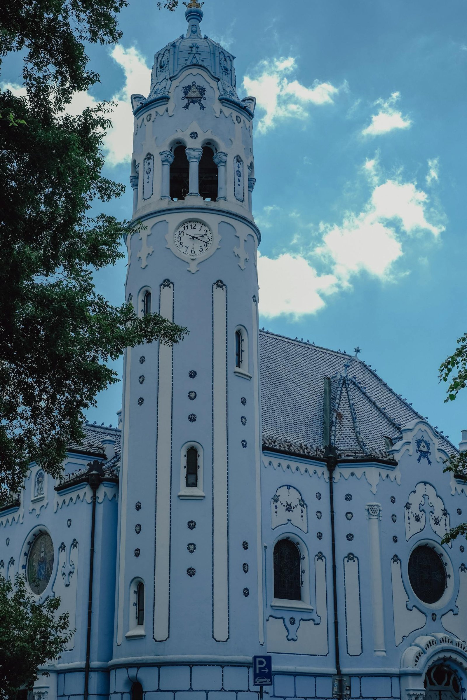 Stunning view of the Blue Church in Bratislava captured on a sunny day.