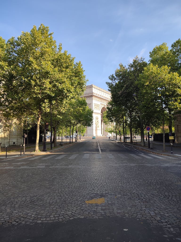 41 best Things to Do in Paris: Iconic Sights to Hidden Gems 10 View of the iconic Arc de Triomphe with clear skies and empty streets in Paris.