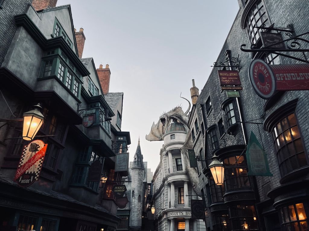 Universal Studios Japan: The Complete Guide for First-Time Visitors 11 Immersive view of Diagon Alley at Universal showcasing iconic architecture and detail.