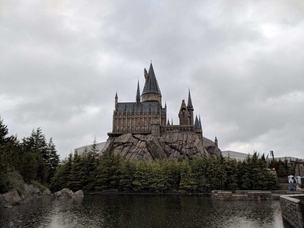 Universal Studios Japan: The Complete Guide for First-Time Visitors 1 Majestic exterior view of Hogwarts Castle at Universal Studios Japan with a scenic water reflection.