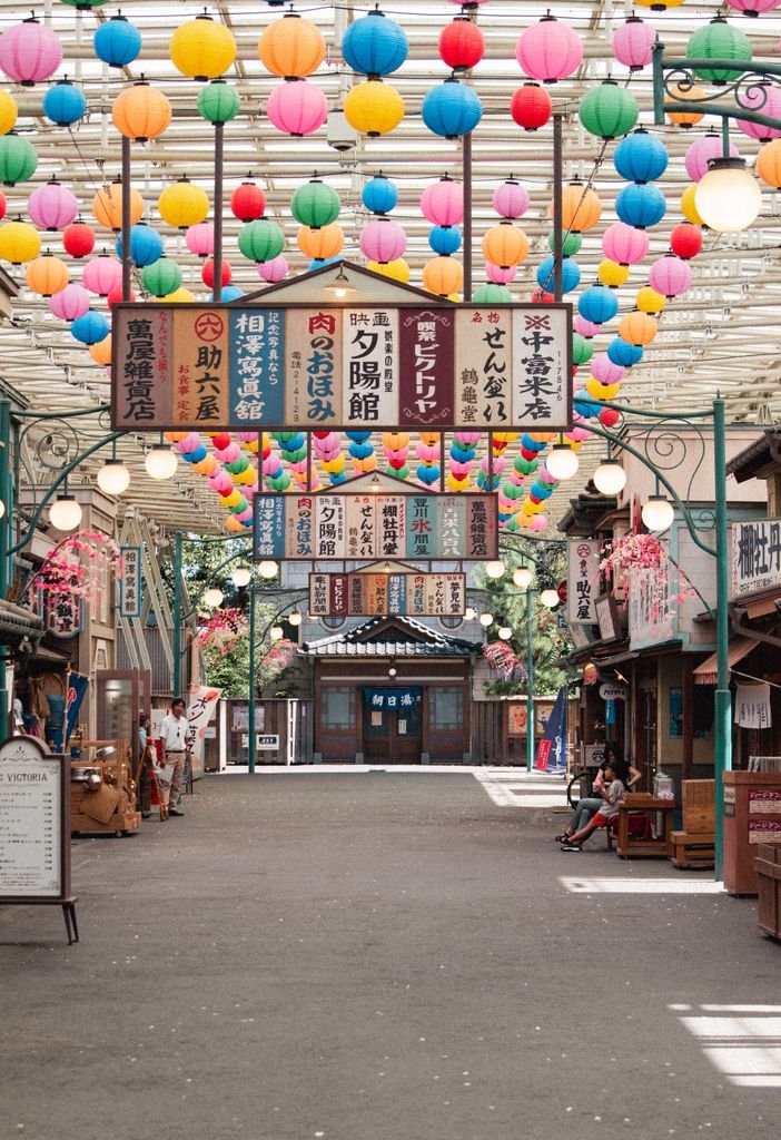 Universal Studios Japan: The Complete Guide for First-Time Visitors 2 Vibrant alley in Tokyo decorated with colorful lanterns and traditional signage, capturing urban charm.