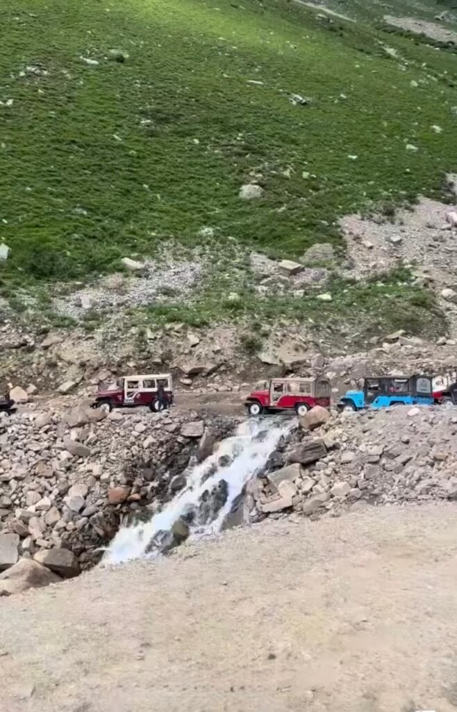 Jeep driving on the rugged track from Naran to Lake Saif-ul-Malook